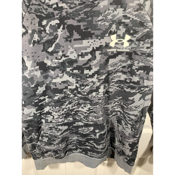 Youth Under Armour Gray Camo Camouflage Pullover Hoodie YXL (XL) Large Pocket - Picture 9 of 15